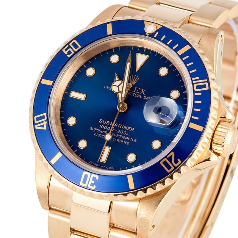 Rolex Submariner 18k Yellow Gold 16618