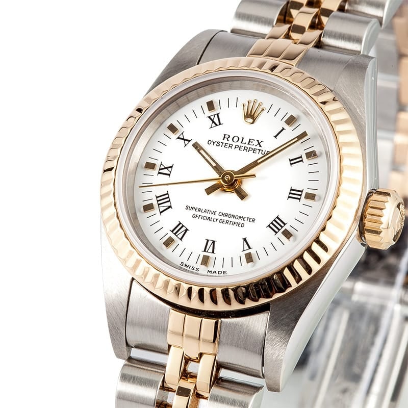 Rolex Ladies White Roman Oyster Perpetual 76193