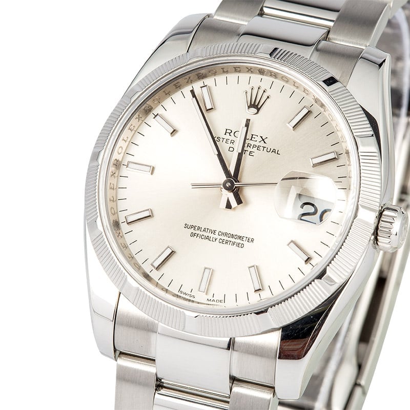 Rolex Date 115210 Silver Dial