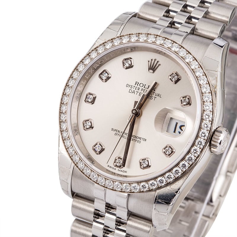 Unworn Rolex 116244 Datejust Diamond Dial & Bezel