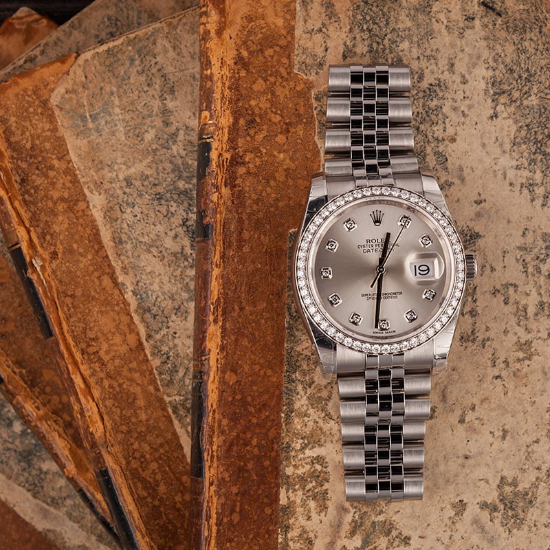 Unworn Rolex 116244 Datejust Diamond Dial & Bezel