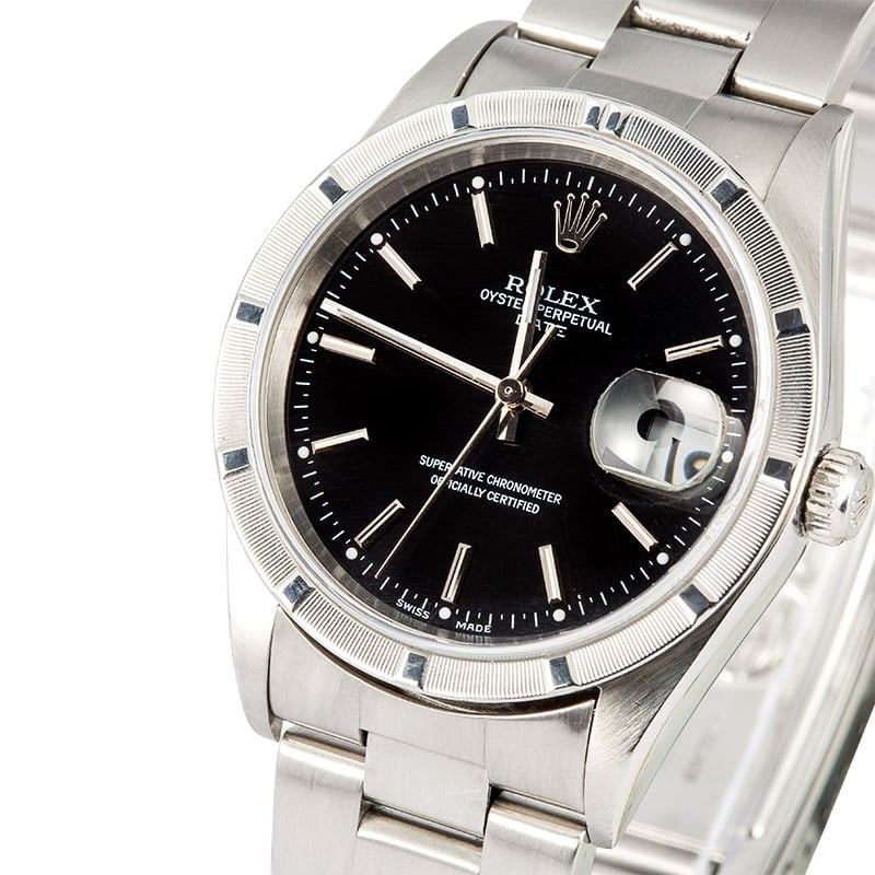 Rolex Date 15210 Black Index Dial