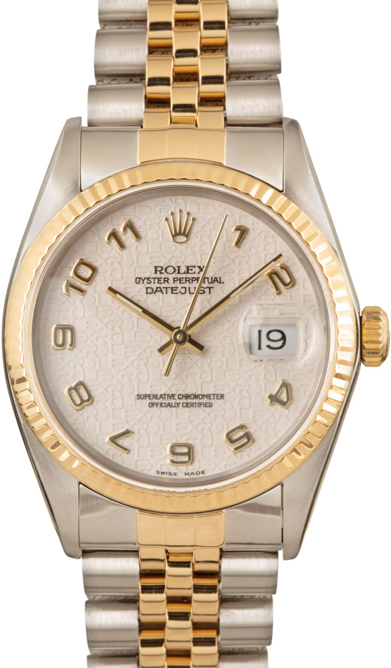 Rolex 16013 Oyster Perpetual Datejust Black Gold Combie White Gold Watch  Swiss