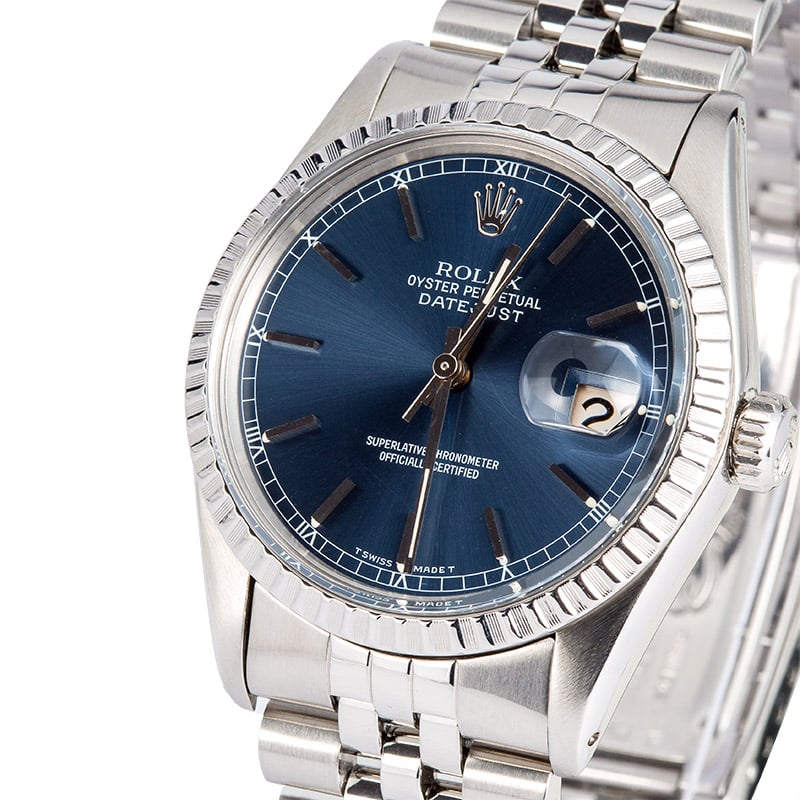 Rolex Stainless Steel Datejust 16030 Blue