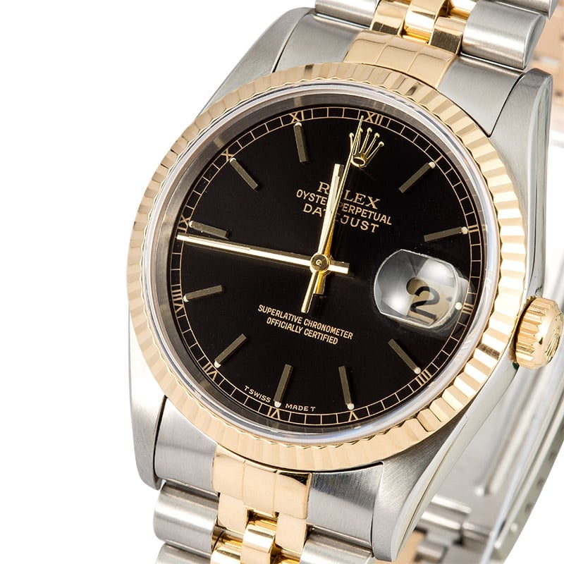 Rolex Two-Tone Datejust 16233 Black Dial