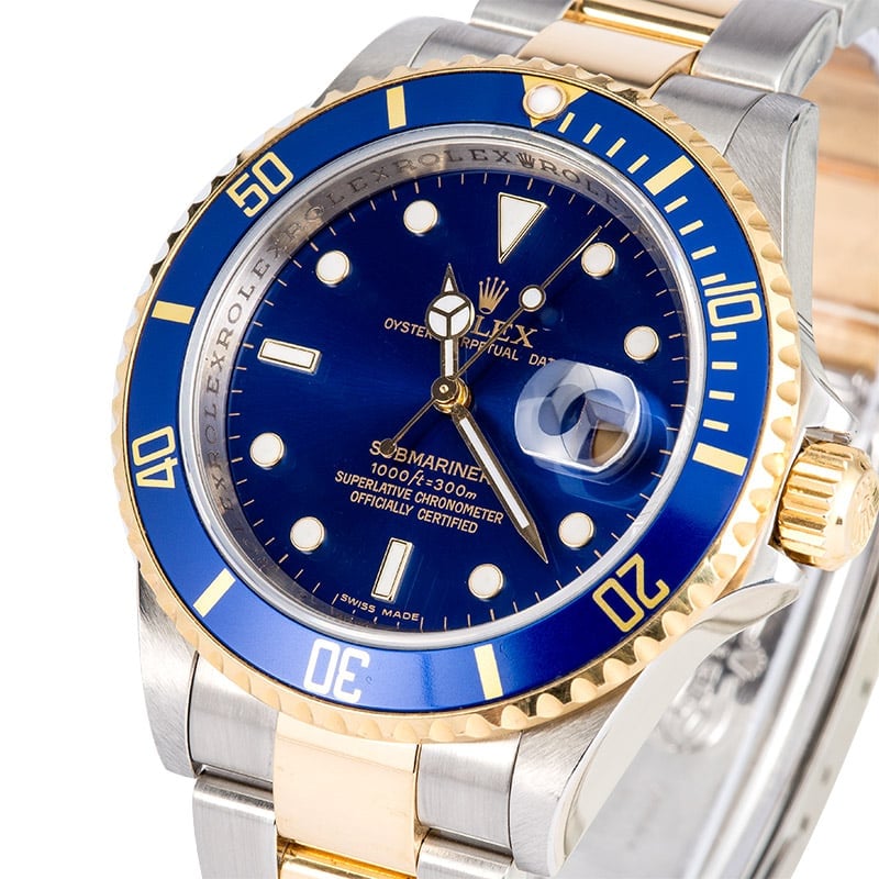 Rolex Submariner Blue 16613 Serial Engraved