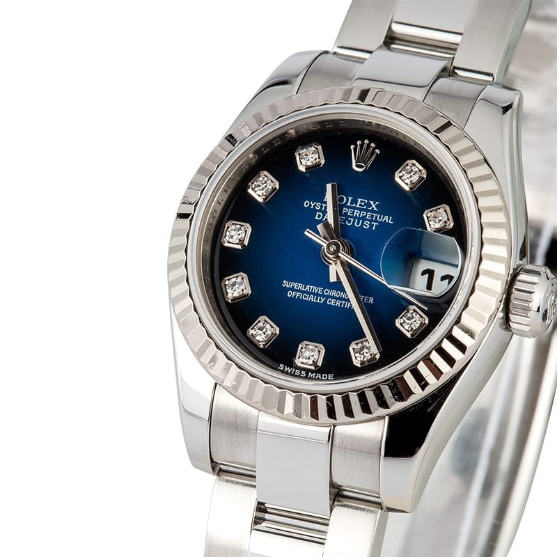 Ladies Rolex Datejust 179174 Blue Diamond Dial