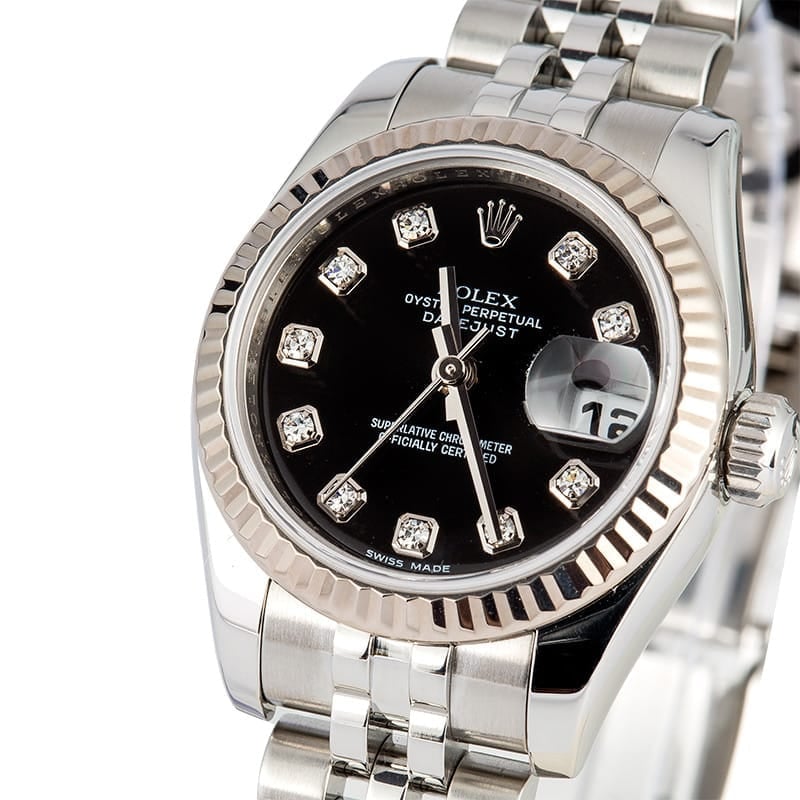 Ladies Rolex Datejust 179174 Black Diamond