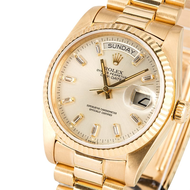 Rolex President 18038 Baguette Diamond Dial