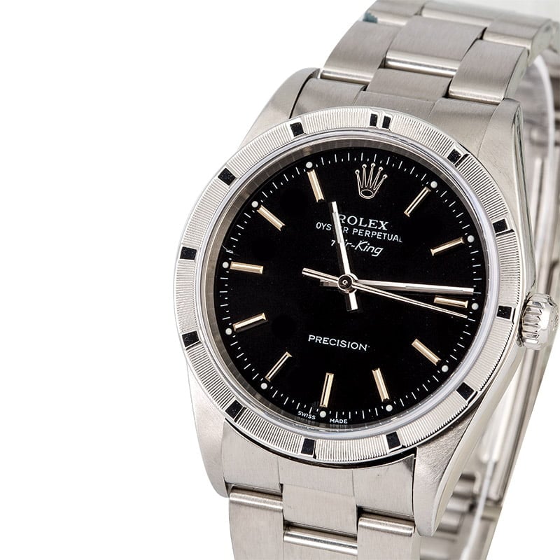 Steel Rolex Air-King 14010M Black Dial