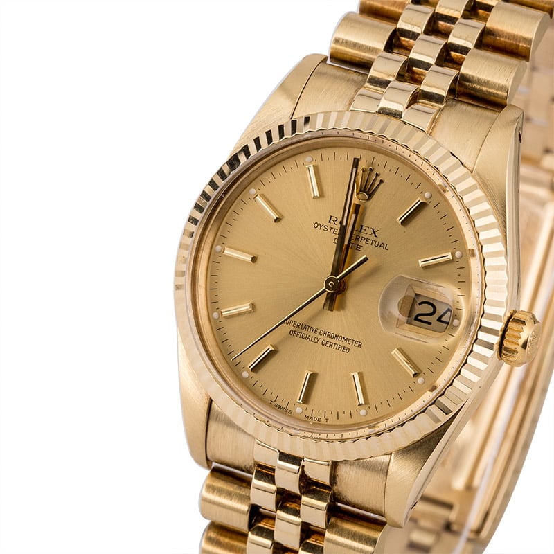 PreOwned Rolex Date 15037 Champagne Dial