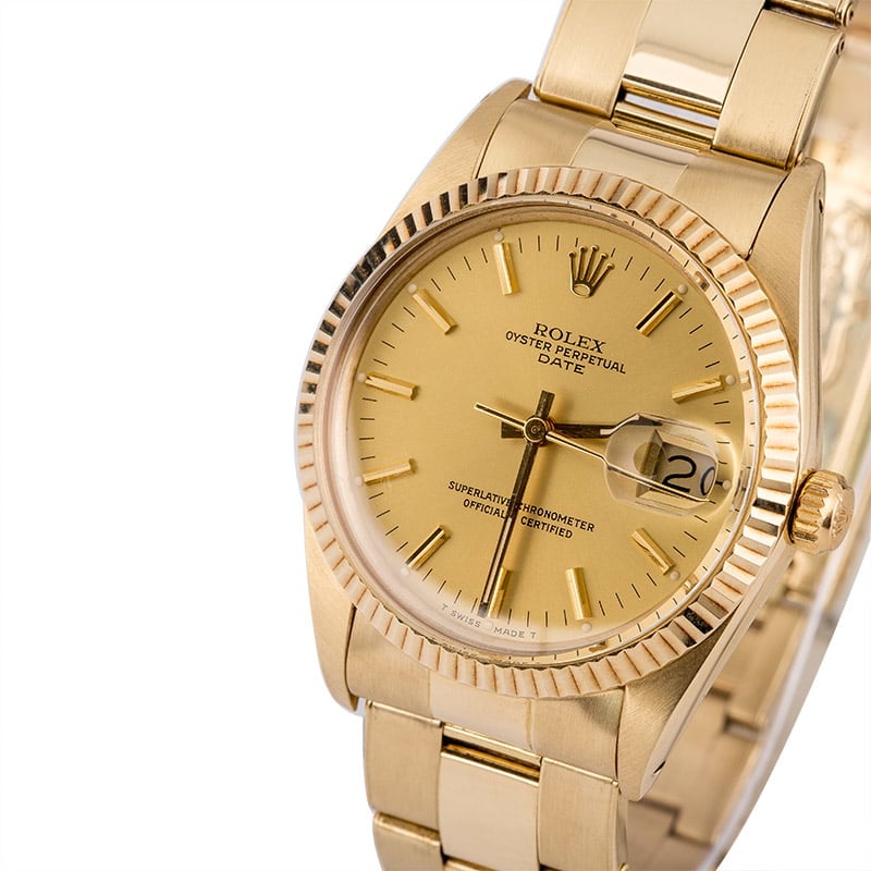 PreOwned Rolex Date 15037 Yellow Gold Oyster Rivet