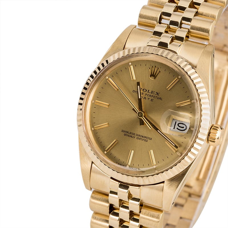 Used Rolex Date 15037 Champagne Dial