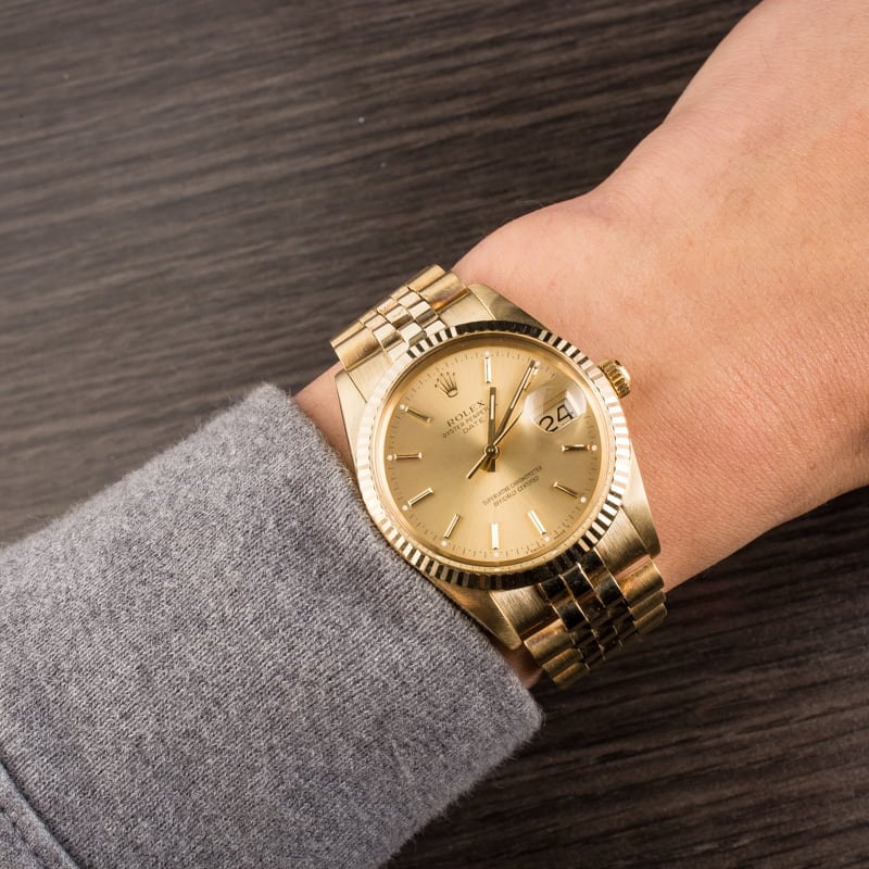 PreOwned Rolex Date 15037 Champagne Dial