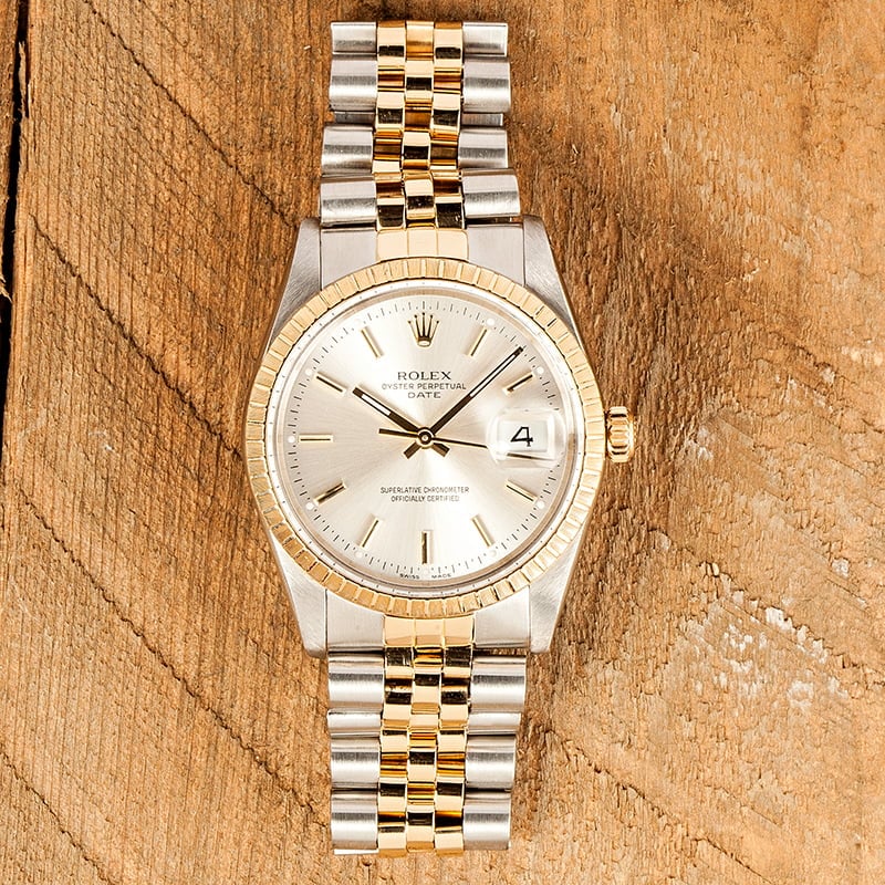 Rolex Date 15053 Silver Index Dial