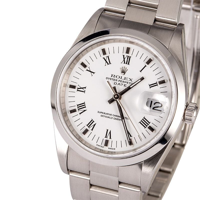 Men's Rolex Date 15200 White Roman Dial TT