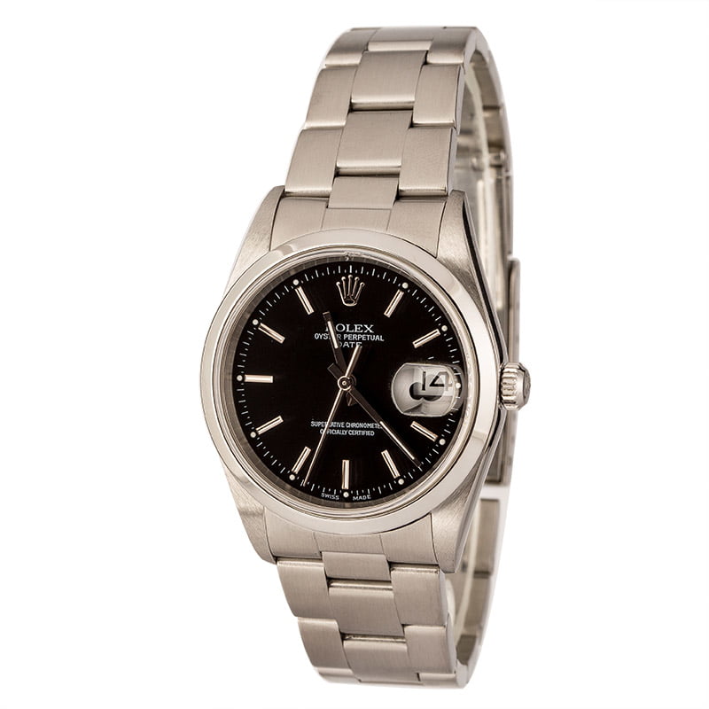 Rolex Date 15200 Steel Oyster Black Dial 34MM