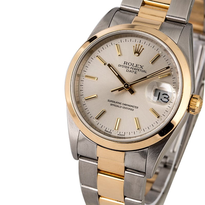 Rolex Date 15203 Silver Index Dial