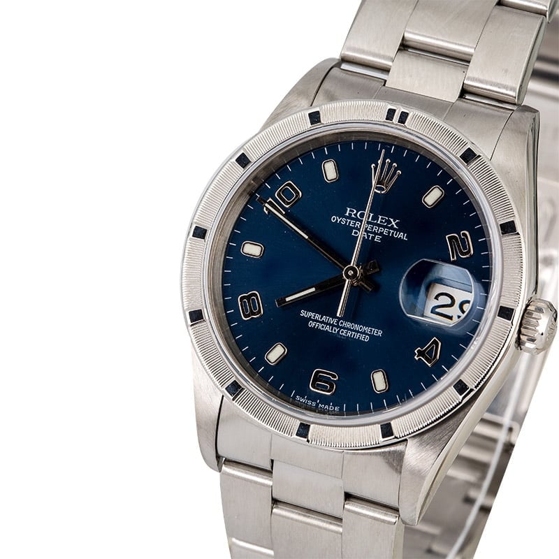 Rolex Date 15210 Blue Arabic Dial