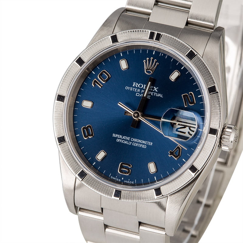 PreOwned Rolex Date 15210 Blue Dial