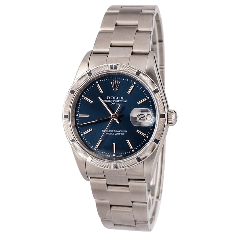 Pre-Owned Rolex Date 15210 Blue Index Dial