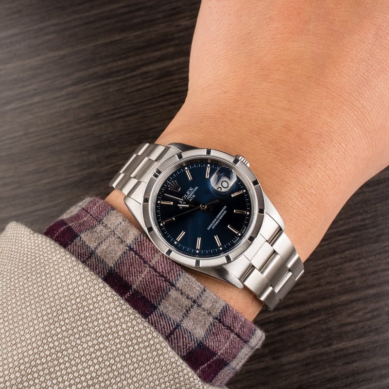 Pre-Owned Rolex Date 15210 Blue Index Dial