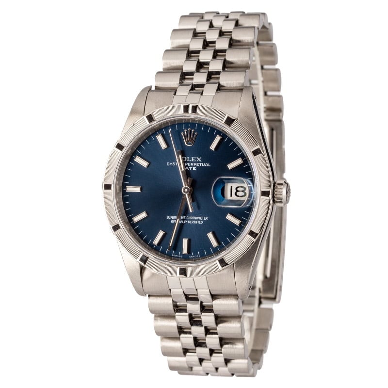 Pre Owned Rolex Date Stainless 15210 Blue Index Dial