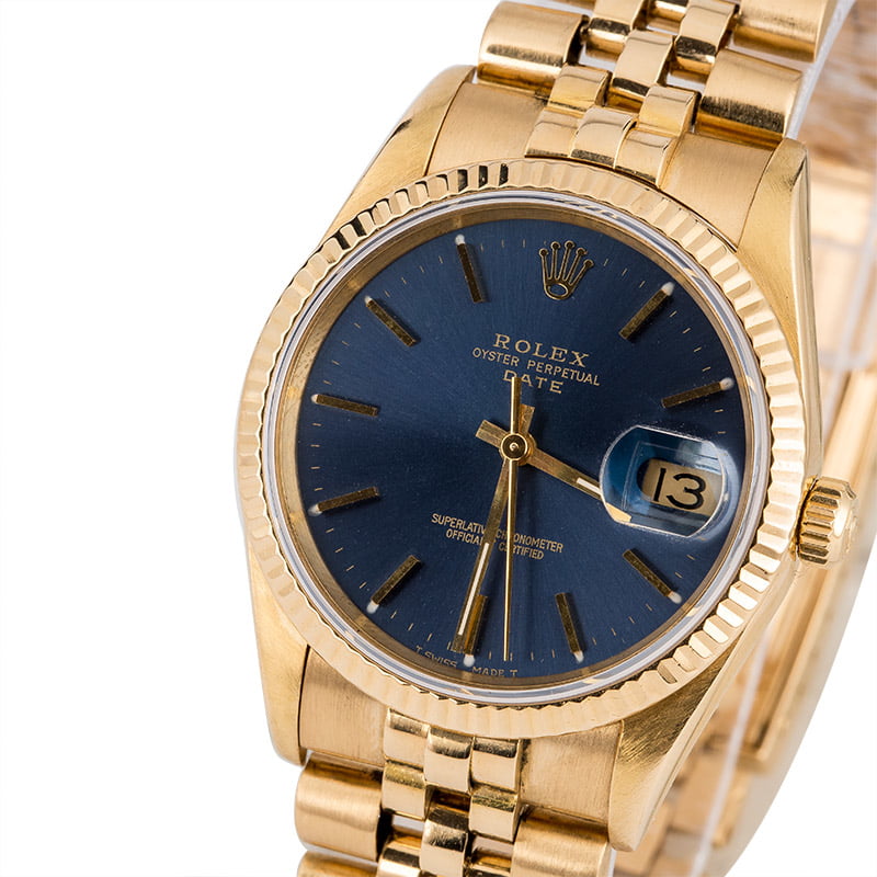 Rolex Date 15238 Blue Index Dial