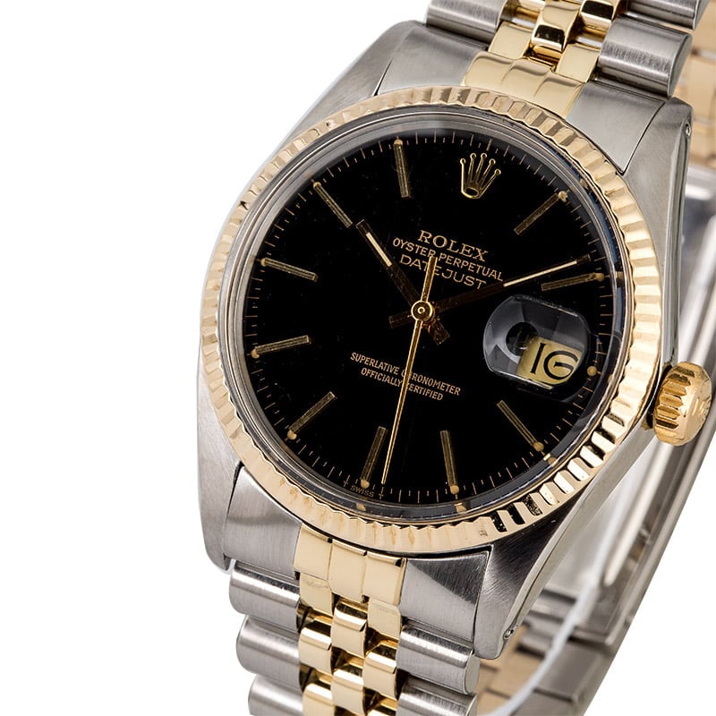 Men's Rolex Datejust Two Tone 16013 Black Dial