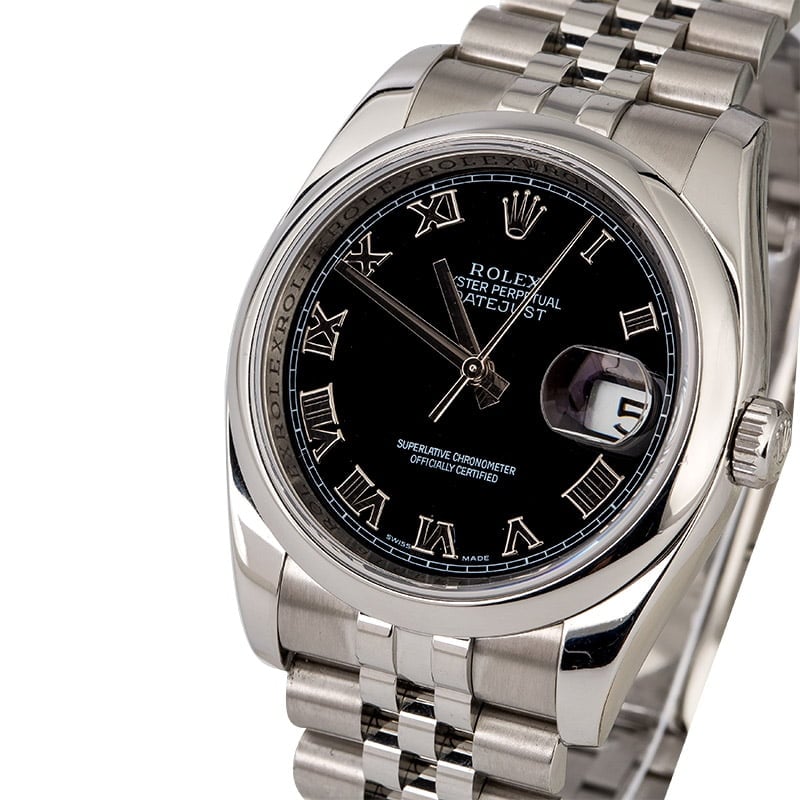 Rolex Datejust 116200 Black Roman Steel Jubilee