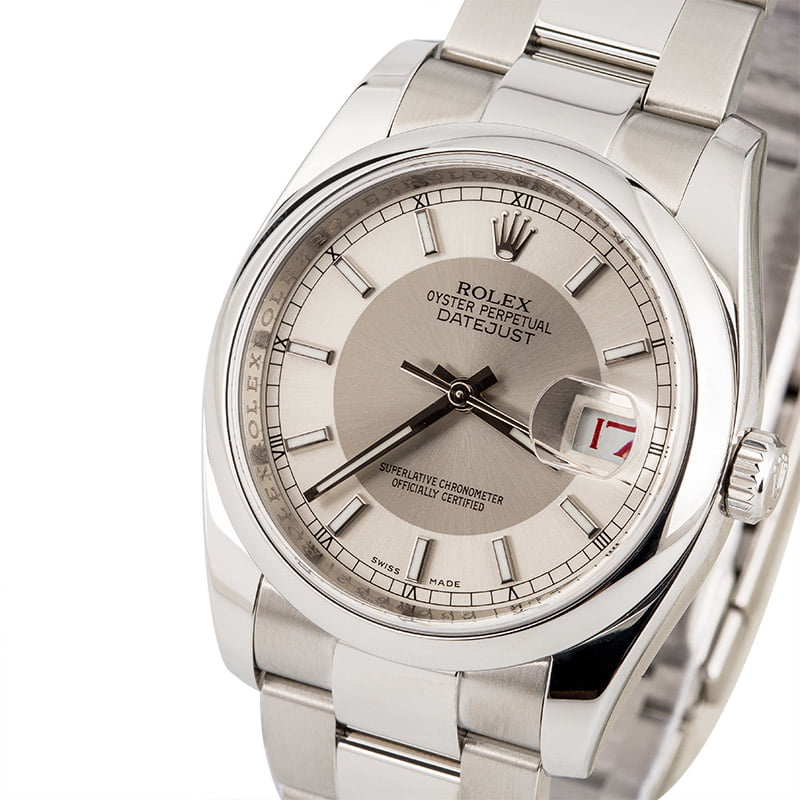 Pre Owned Rolex Datejust 116200 Silver Tuxedo Dial