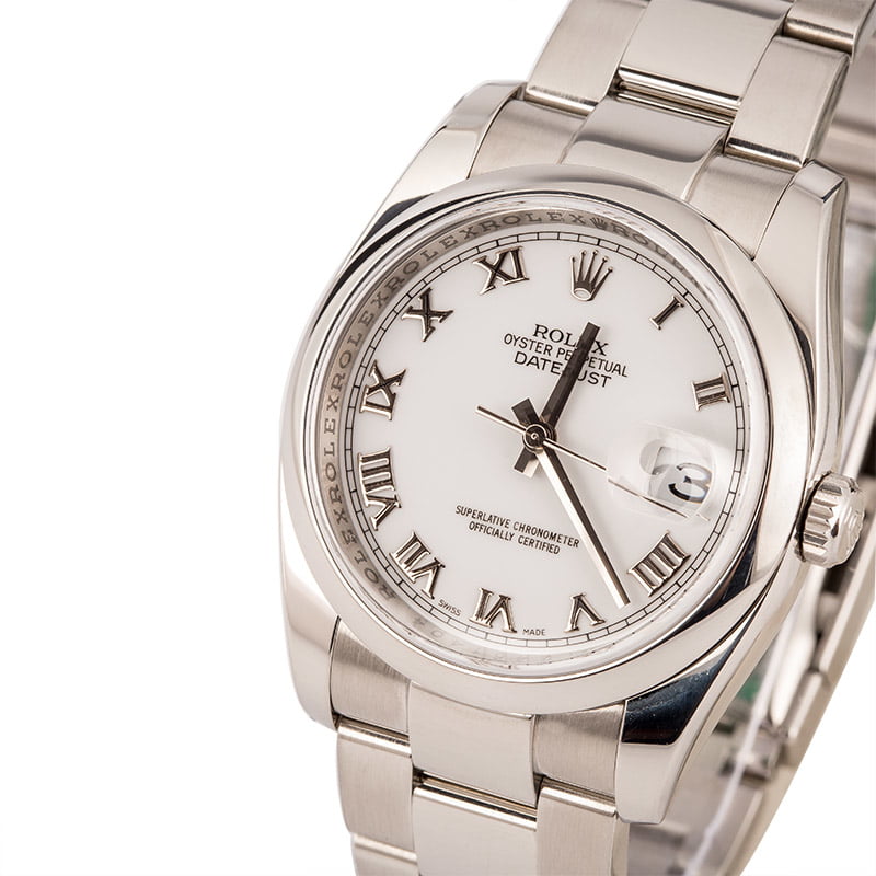 PreOwned Rolex 116200 Datejust 36MM White Roman