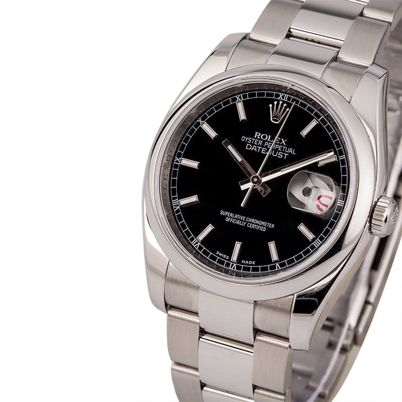 Pre-Owned Rolex Datejust 116200 Black Dial