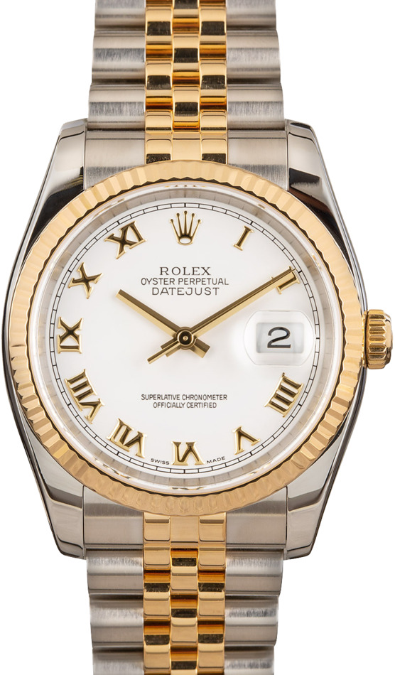 Rolex 116233 Datejust 36 White Roman Dial 18K White Gold