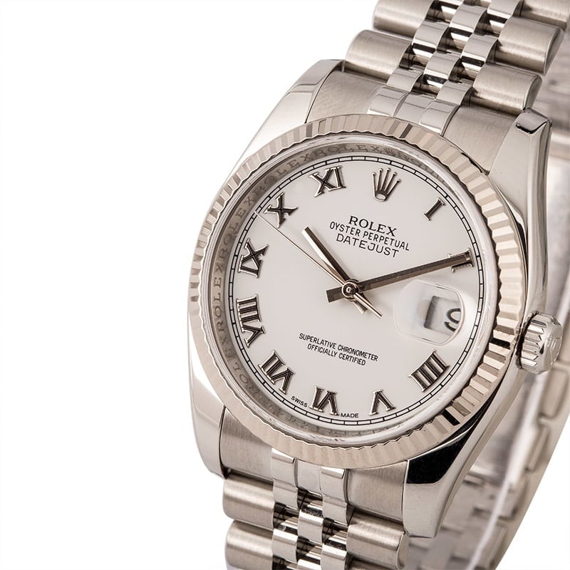 PreOwned Rolex Steel Datejust 116234 White Roman Dial