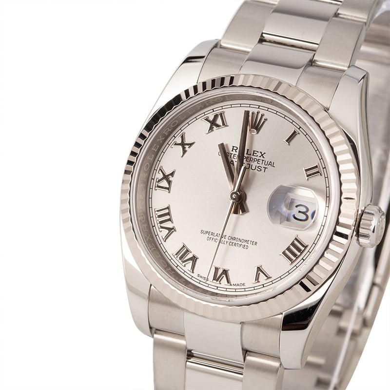 Pre-Owned Rolex Men's Datejust 116234 Rhodium Roman Dial