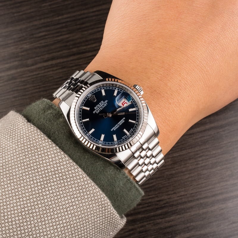 Pre-Owned Rolex Datejust 116234 Blue Dial Steel Watch