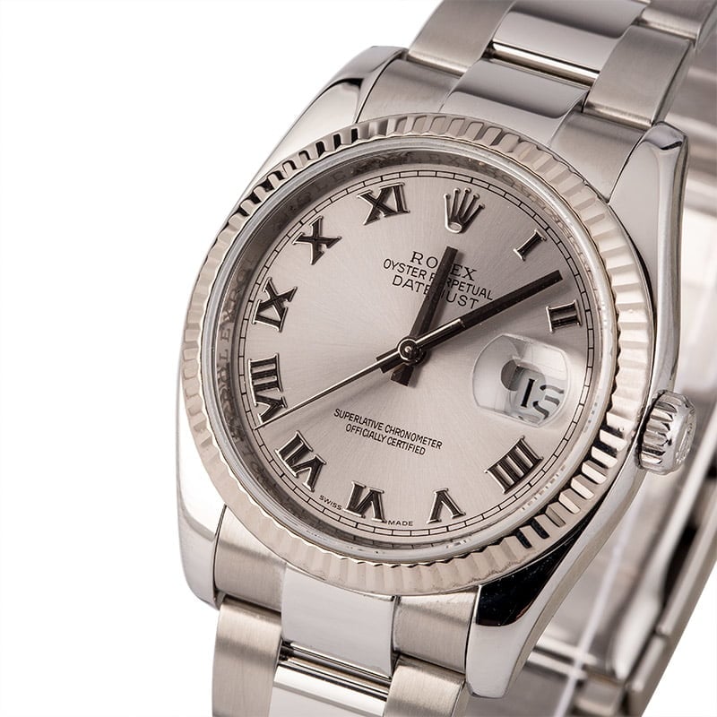 Rolex Steel Datejust 116234 Silver Roman Dial