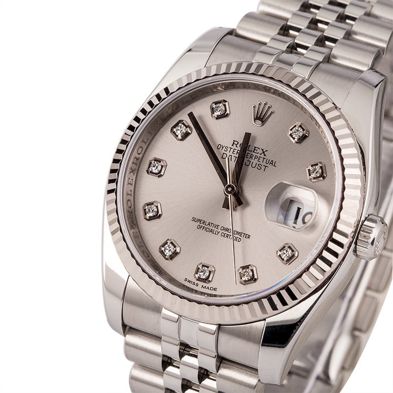 Pre-Owned Rolex Datejust 116234 Rhodium Diamond Dial