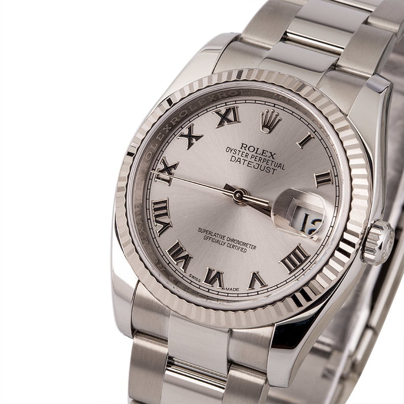 Pre Owned Rolex Datejust 116234 Roman Rhodium Dial