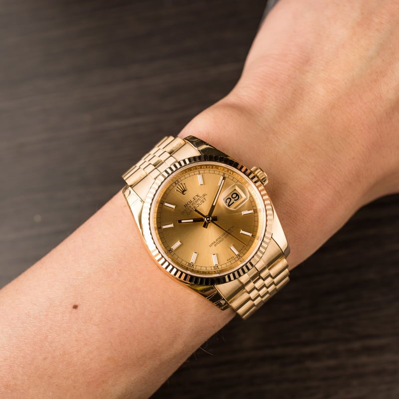 Rolex Datejust 116238 Yellow Gold Jubilee w/ Stickers