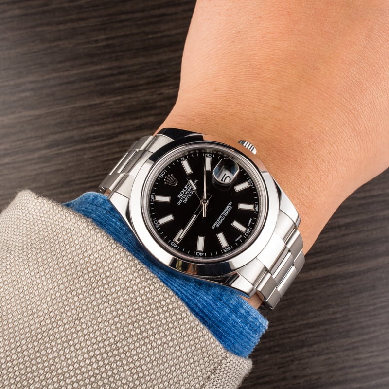 Used Rolex Datejust 116300 Black Luminous Index Dial