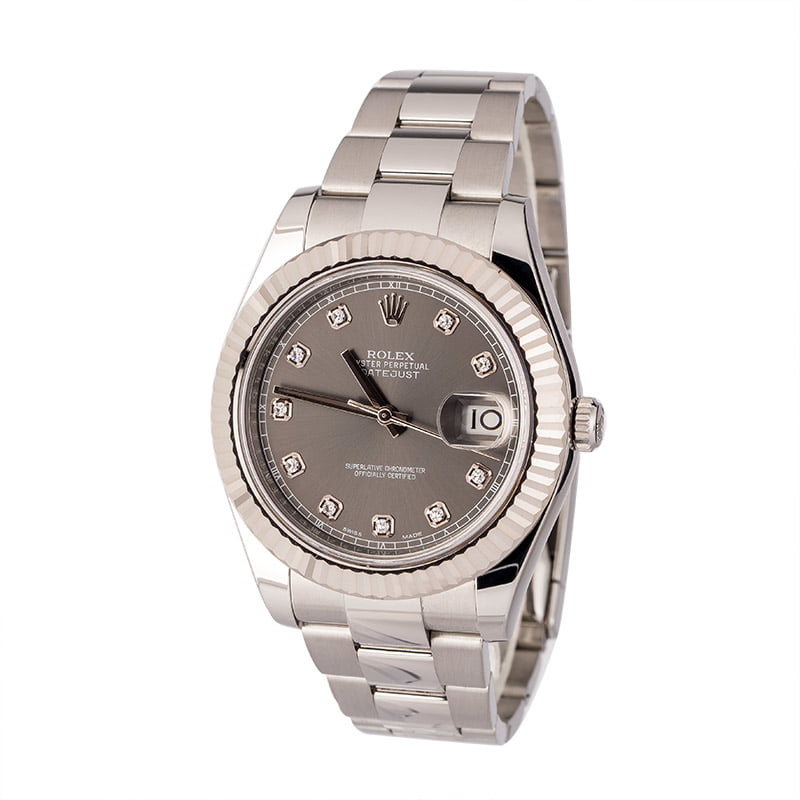 Pre-owned Rolex Datejust 116334 Diamond Slate Dial