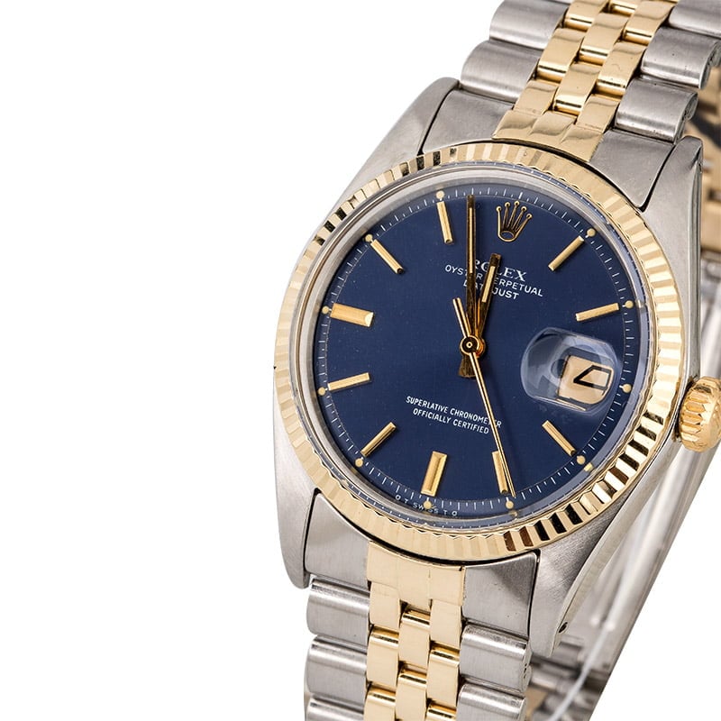 PreOwned Rolex Datejust 1601 Blue Index Dial