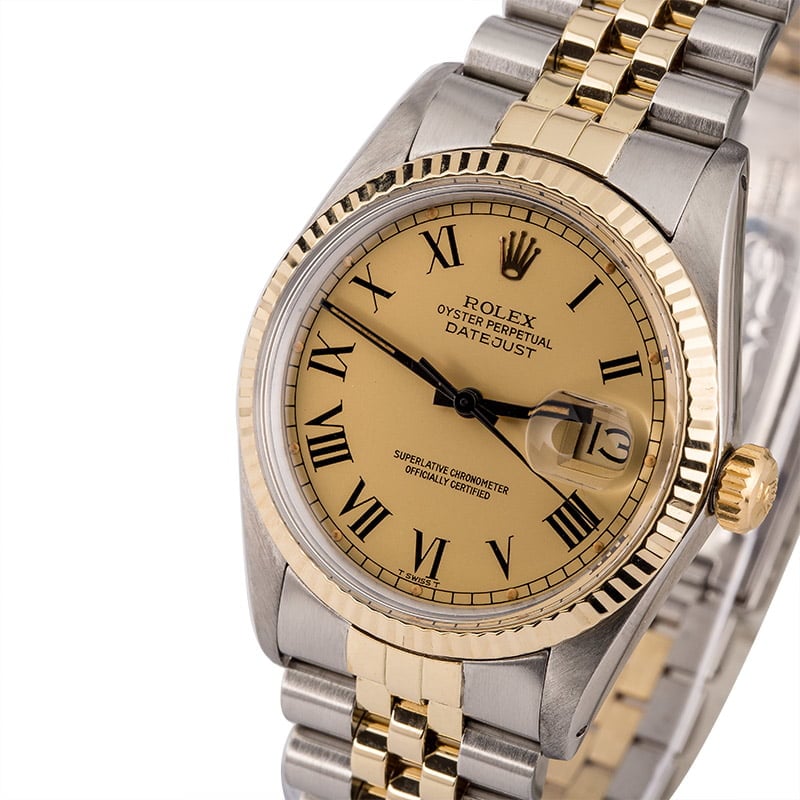 Pre Owned Rolex Datejust 16013 Matte Champagne Buckley Dial