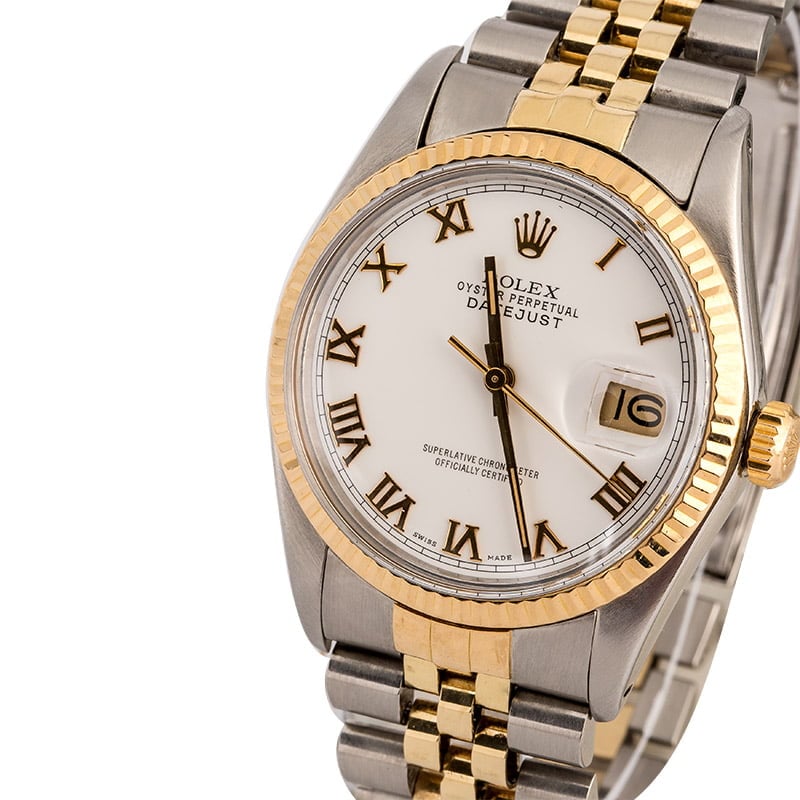 Certified Rolex Datejust 16013 White Roman Dial