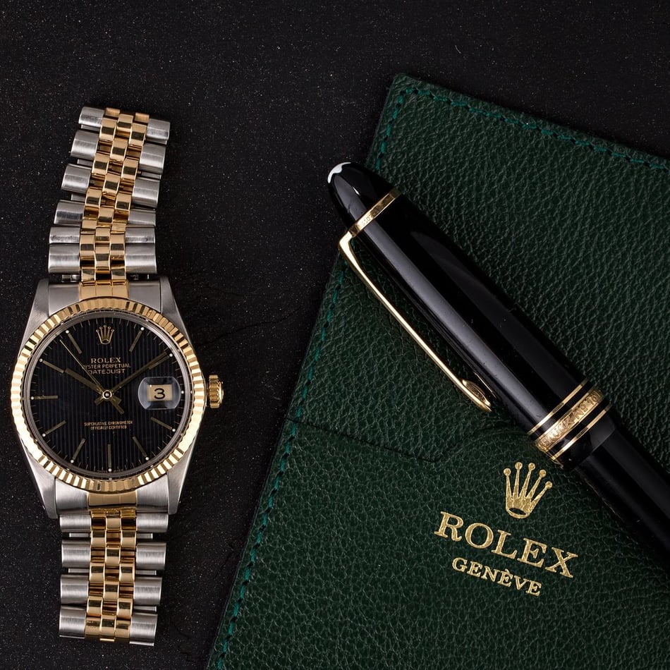 PreOwned Rolex Datejust 16013 Black Tapestry Dial