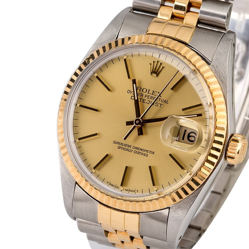 Used Rolex Datejust 16013 Champagne Index Dial