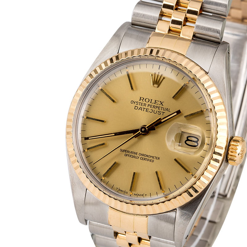 PreOwned Rolex Datejust 16013 Champagne Index Dial