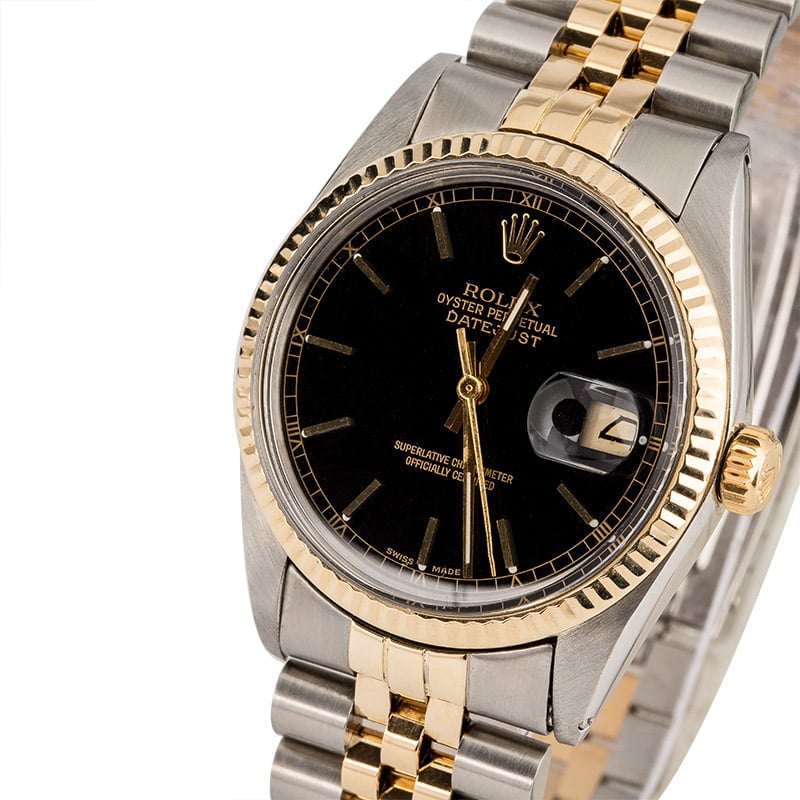 Used Rolex Datejust 16013 Black Index Dial